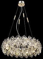 Люстра подвесная Norma WE155.10.303 Wertmark прозрачная на 10 ламп, основание золотое в стиле арт-деко современный Люстра подвесная Norma WE155.10.303 Wertmark прозрачная на 10 ламп, основание золотое в стиле арт-деко современный